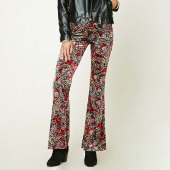 Forever 21 Pants - Velvet Paisley Flare Pants